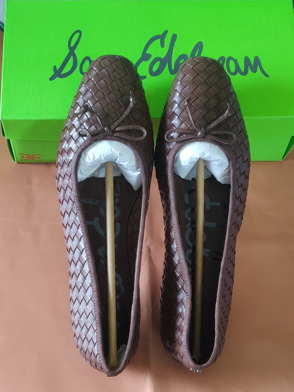 Sam Edelman Brown Woven Bow Ballet Flats